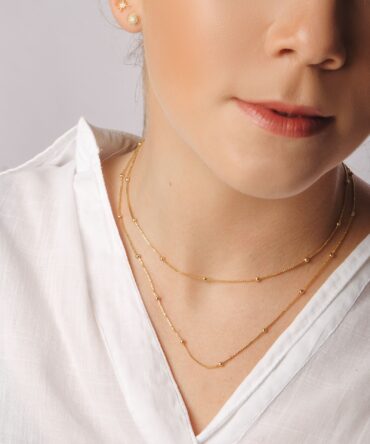 Corrente de bolinhas 80cm - Folheada a ouro 18k