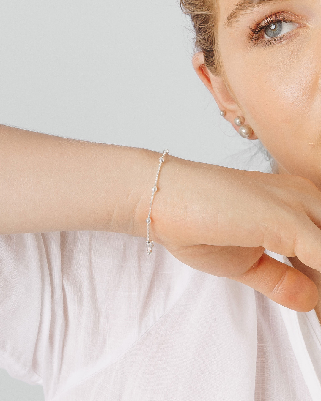 Pulseira Veneziana com 9 Bolas Pequenas – Prata 925