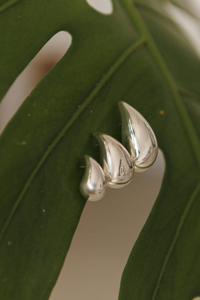 Brinco Malaquita Gota em Prata 925