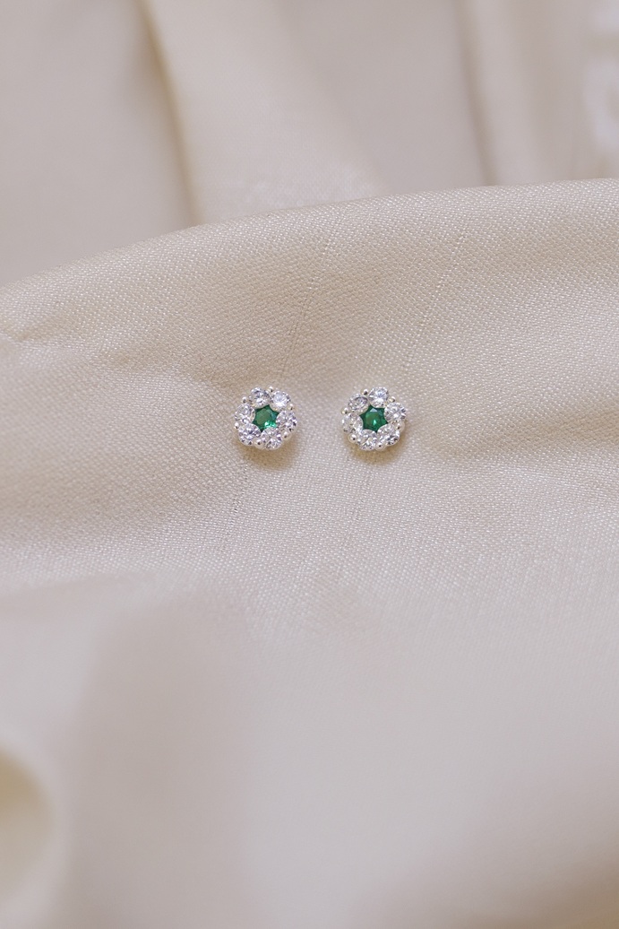 Brinco com Zircônia Verde ou Azul – Prata 925